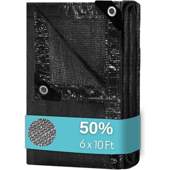 50% 6x10ft Shade Cloth with Grommets Garden Sun Mesh Sunblock UV Resistant Net - Picture 7 of 7